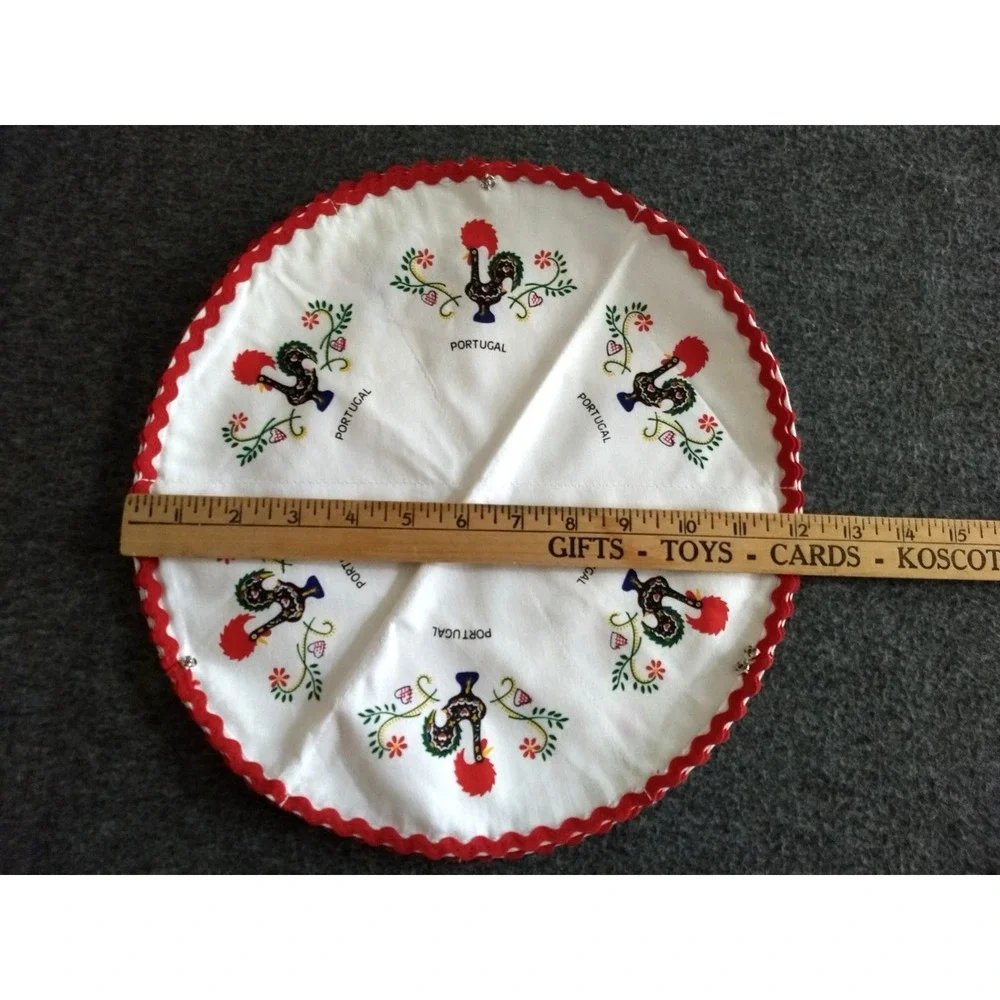 Fabric Bun Roll Biscuit Holder Warmer Rooster Portugal Embroidered Linen Napkins